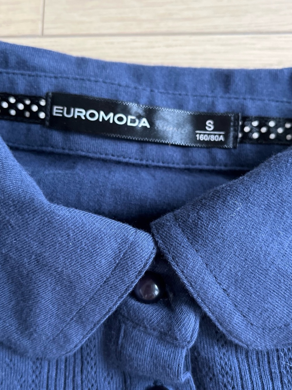 Navy Ruffle-Collar Polo Top - Picture 3 of 4